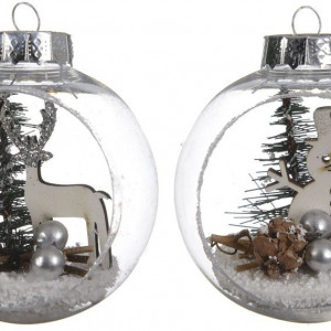 Набор пластиковых шаров Снеговичок 80 мм, прозрачный, 3 шт, Kaemingk (027258/2)