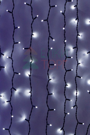 Светодиодный занавес Sealed 1*3 м., 220V., 300 холодных белых LED ламп, черный каучук, Beauty Led (LL301-1-2W)