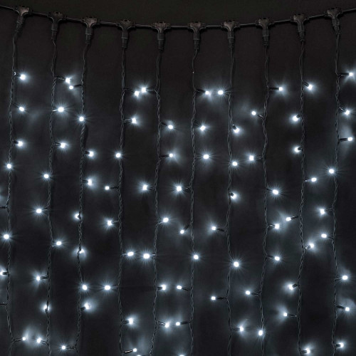 Светодиодный занавес Sealed 1*3 м., 220V., 300 холодных белых LED ламп, черный каучук, Beauty Led (LL301-1-2W)