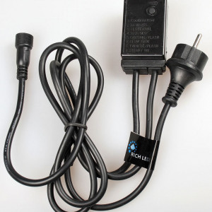 Блок питания с контроллером на 8 режимов 1.5 м., 220V, черный провод, Rich LED (RL-Cn2-220-B)