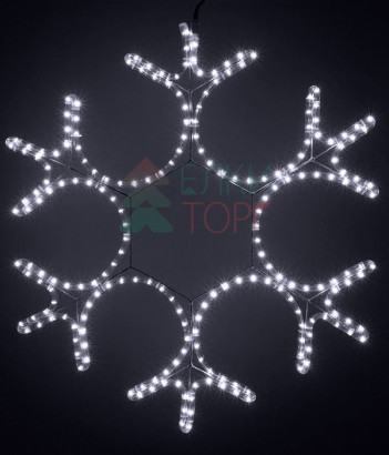 Светодиодная фигура Снежинка 80 см., 220V, 216 холодных белых LED ламп, прозрачный дюралайт, Beauty Led (LC-13033)