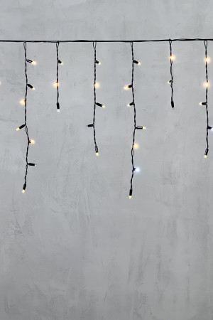  Светодиодная бахрома с колпачком 3,1*0,5 м., 120 теплых белых LED ламп, мерцание, черный провод ПВХ, IP65, LTC (PIL120BLWCAP-11-2WW)