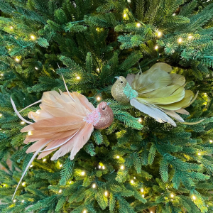 Набор декоративных фигур Райские птахи 22 см., 2 шт., на клипсе, кремовый, оливковый, Christmas DeLuxe (13409)