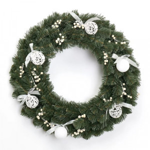 Рождественский венок Белый танец 60 см,, ПВХ, ЕлкиТорг (52096)