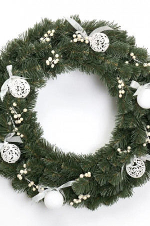 Рождественский венок Белый танец 60 см,, ПВХ, ЕлкиТорг (52096)