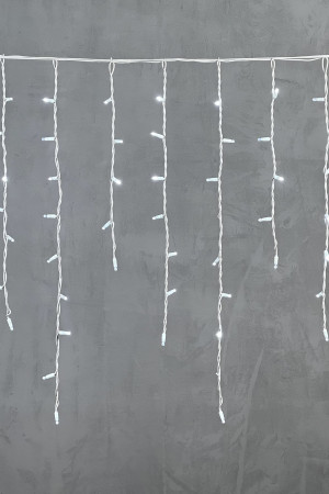 Светодиодная бахрома с колпачком 3,2*0,9 м., 168 белых LED ламп, каучуковый белый провод, LTC (LL168-8-2W)