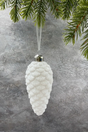 Елочное украшение Шишка Царская 14х6 см., белый, стекло, 1 шт., Christmas DeLuxe (88853)