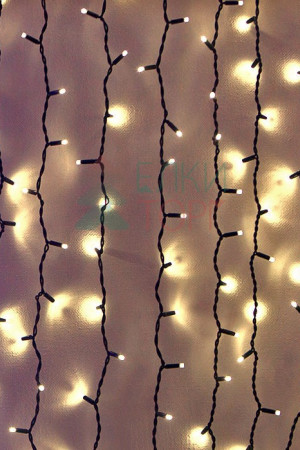 Светодиодный занавес Sealed 1*3 м., 220V., 300 теплых белых LED ламп, черный каучук, Beauty Led (LL301-1-2WW)