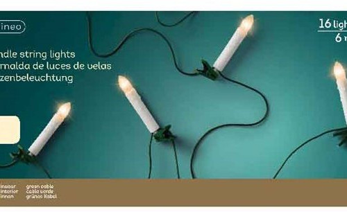 Светодиодная гирлянда свеча в форме купола 7.5 м., 220 V., 16 LED ламп, зеленый ПВХ, Kaemingk (490768)