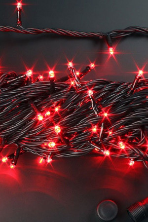 Светодиодная нить с контроллером 20 м., 220V, 200 красных LED ламп, черный ПВХ провод, Rich LED (RL-T20C2-B/R)