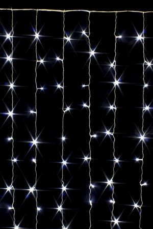 Занавес с мерцающим диодом 2*3 м., 220V, 320 холодных белых LED ламп, соединяемый, прозрачный провод, Winner Light (w.03.5T.320+)