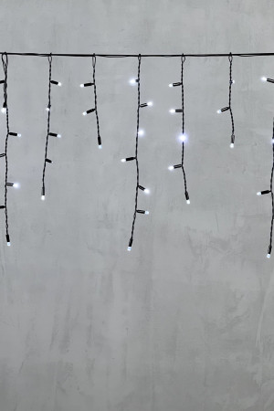 Светодиодная бахрома с колпачком 3,1*0,5 м., 120 холодных белых LED ламп, мерцание, черный провод ПВХ, IP65, LTC (PIL120BLWCAP-11-2W)