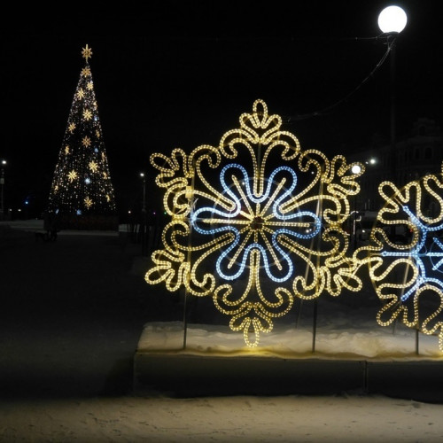 Светодиодная инсталляция Снежинка кружевная 2D 200 см. 1 шт., Сад Радости (SR221)