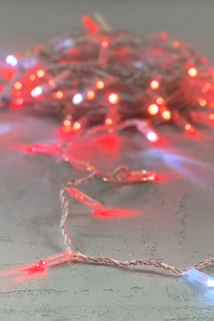 Светодиодная гирлянда с колпачком 100 красных LED ламп 10 м., мерцание, 24В., прозрачный провод ПВХ, IP65, LTC (PST100BLWCAP-10-1R)