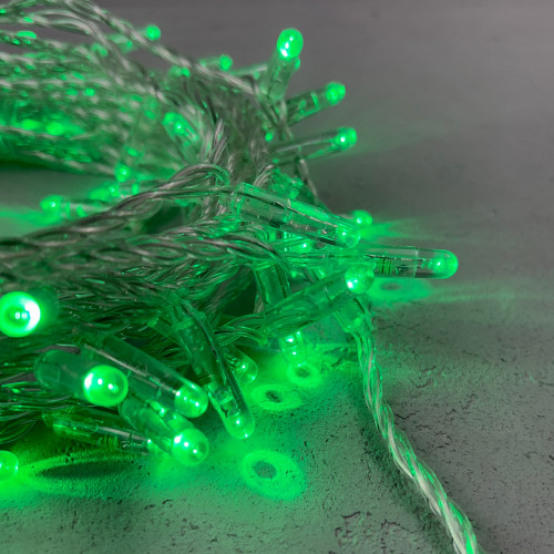 Светодиодная гирлянда с колпачком 100 зеленых LED ламп 10 м., 24В., прозрачный провод ПВХ, IP65, LTC (PST100CAP-10-1G)