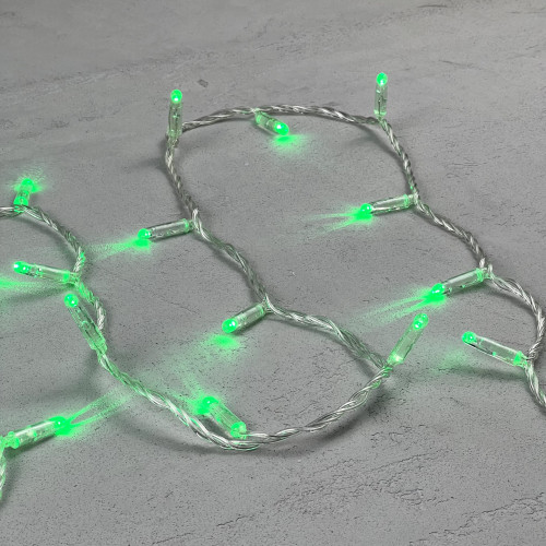 Светодиодная гирлянда с колпачком 100 зеленых LED ламп 10 м., 24В., прозрачный провод ПВХ, IP65, LTC (PST100CAP-10-1G)