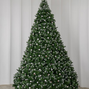 Елка Снежная королева заснеженная с шишками 5 м., интерьерная, ствольная, ПВХ. ЕлкиТорг (71500)