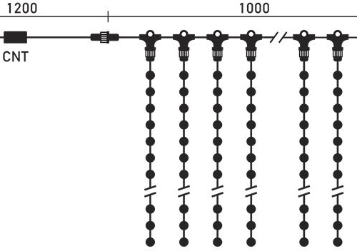 Светодиодный занавес Sealed 1*3 м., 220V., 300 синих LED ламп, черный каучук, Beauty Led (LL301-1-2B)