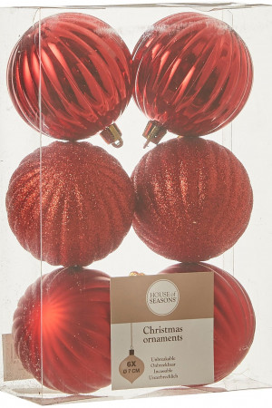 Набор пластиковых шаров Ламара 70 мм, цвет красный, House of seasons (83194)
