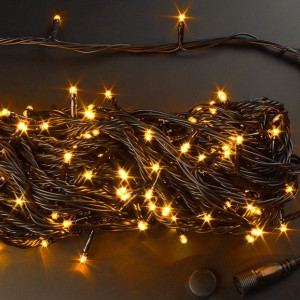 Светодиодная нить с контроллером 20 м., 220V, 200 желтых LED ламп, черный ПВХ провод, Rich LED (RL-T20C2-B/Y)