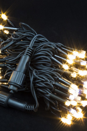 Светодиодная нить с мерцающим диодом 10 м., 220V, 100 теплых белых LED ламп, черный каучук, соединяемая, Winner Light (ww.01.7B.100+)