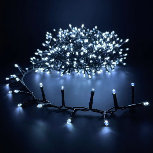 Светодиодная нить Snake Light 2000 холодных ламп, 40 м., 24В, 8 режимов, зеленый провод, для елки 260-300 см., Christmas DeLuxe (85746)