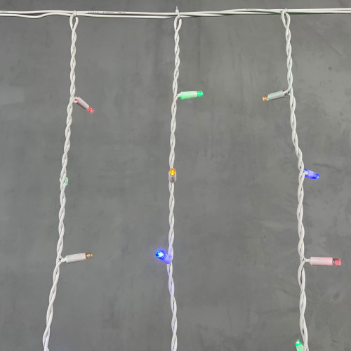 Светодиодная бахрома с колпачком 3,2*0,9 м., 168 разноцветных LED ламп, каучуковый белый провод, LTC (LL168-8-2M)