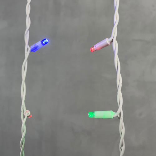 Светодиодная бахрома с колпачком 3,2*0,9 м., 168 разноцветных LED ламп, каучуковый белый провод, LTC (LL168-8-2M)