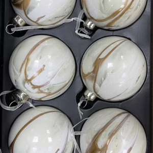 Набор стеклянных шаров Акварель шампань 80 мм., 6 шт., Christmas DeLuxe (87203)