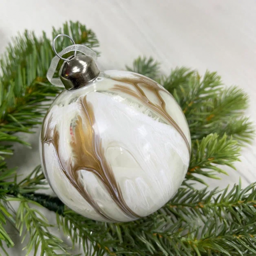 Набор стеклянных шаров Акварель шампань 80 мм., 6 шт., Christmas DeLuxe (87203)