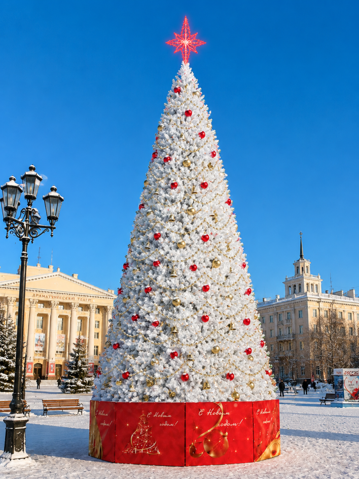 Уличная каркасная елка Уральская Люкс 3 м., ПВХ, белая, ЕлкиТорг (300300)