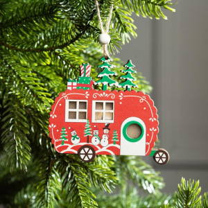 Ёлочная игрушка Фургончик 11*11*1,5 см., от батареек, свечение тёплое белое, Luazon Lighting (6117360)