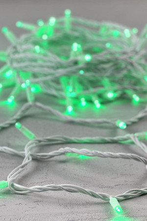 Светодиодная гирлянда с колпачком 75 зеленых LED ламп 10 м., 24В., белый каучуковый провод, IP65, LTC (LL75-8-1G)