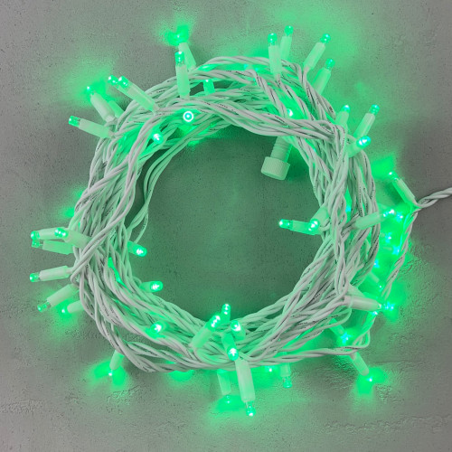 Светодиодная гирлянда с колпачком 75 зеленых LED ламп 10 м., 24В., белый каучуковый провод, IP65, LTC (LL75-8-1G)