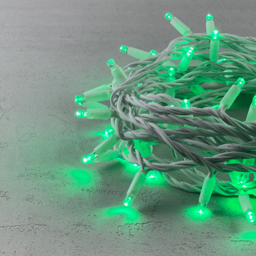 Светодиодная гирлянда с колпачком 75 зеленых LED ламп 10 м., 24В., белый каучуковый провод, IP65, LTC (LL75-8-1G)