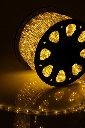 Светодиодный Дюралайт Ø13 мм., Желтый 220В, 36 LED/м, Свечение 360°, IP65, Бухта 100 м., LTC (F3-H1-220V-Y)