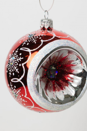 С2250/1 Стеклянный шар Прелесть 85 мм., красный, Ёлочка