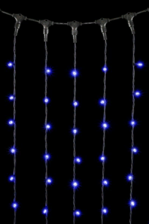 Светодиодный занавес с колпачком 2*3 м., 600 синих LED ламп, каучуковый черный провод, IP65, Beauty Led (LL602-1-2B)