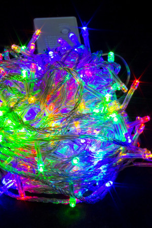 Светодиодная нить 13.5 м., 220V, 200 разноцветных LED ламп, контроллер, прозрачный провод, Winner Light (m.01.5T.200-)