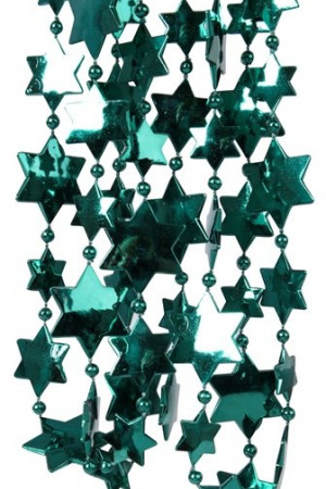 Бусы пластиковые Звезды 2.6*270 см., изумрудные, Kaemingk (000486)