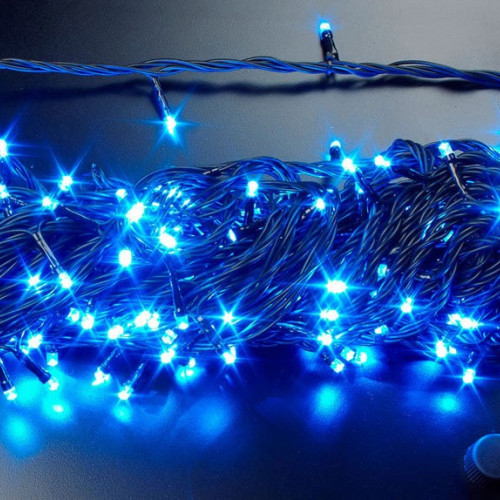 Светодиодная нить с контроллером 20 м., 220V, 200 синих LED ламп, черный ПВХ провод, Rich LED (RL-T20C2-B/B)