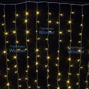 Занавес с мерцающим диодом 3*2 м., 220V, 360 теплых белых LED ламп, соединяемый, прозрачный провод, Winner (ww.03.5T.360+)