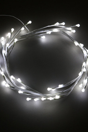 Светодиодная флористика Венок - ветка 30см., 220V, 48 холодных белых LED ламп, белый провод, Beauty Led (LC176L-B048A-289)