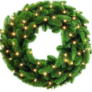 Хвойный венок Нормандия 60 см., 72 лампы, темно-зеленый, 	Triumph Tree (73737)