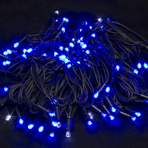Светодиодная нить с мерцающим диодом 10 м., 100 синих LED, черный каучук IP 65, соединяемая, Winner (b.01.7B.100.F+)