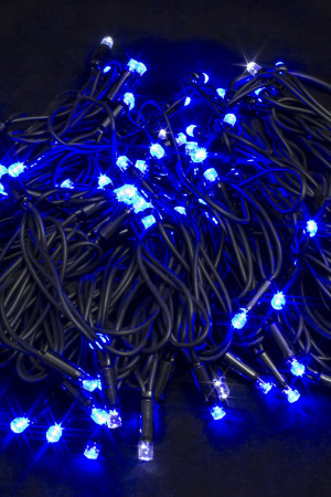 Светодиодная нить с мерцающим диодом 10 м., 220V, 100 синих LED ламп, черный каучук, соединяемая, Winner Light (b.01.7B.100+)