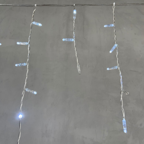  Светодиодная бахрома с колпачком 4,9 x 0,5 м белая с мерцанием белого диода 220В, 200 LED, провод прозрачный ПВХ, IP65 (PIL200BLWCAP-10-2W)