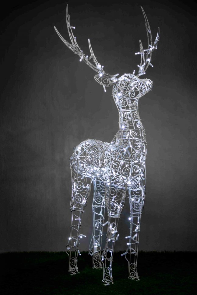 Светодиодная фигура Олень Кружевной 150 см., белый, мерцание, 24В, Teamprof (960576)