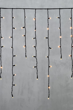 Светодиодная бахрома с колпачком 3,2*0,9 м., 168 экстра теплых белых LED ламп, каучуковый черный провод, LTC (LL168-1-2EWW)