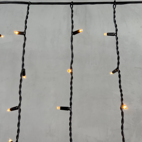 Светодиодная бахрома с колпачком 3,2*0,9 м., 168 экстра теплых белых LED ламп, каучуковый черный провод, LTC (LL168-1-2EWW)